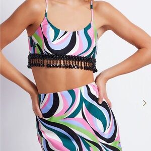 PATBO Delos Beaded Crop Top an Skirt